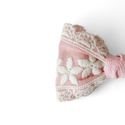 Girls Pink Embroidery Hair Clip