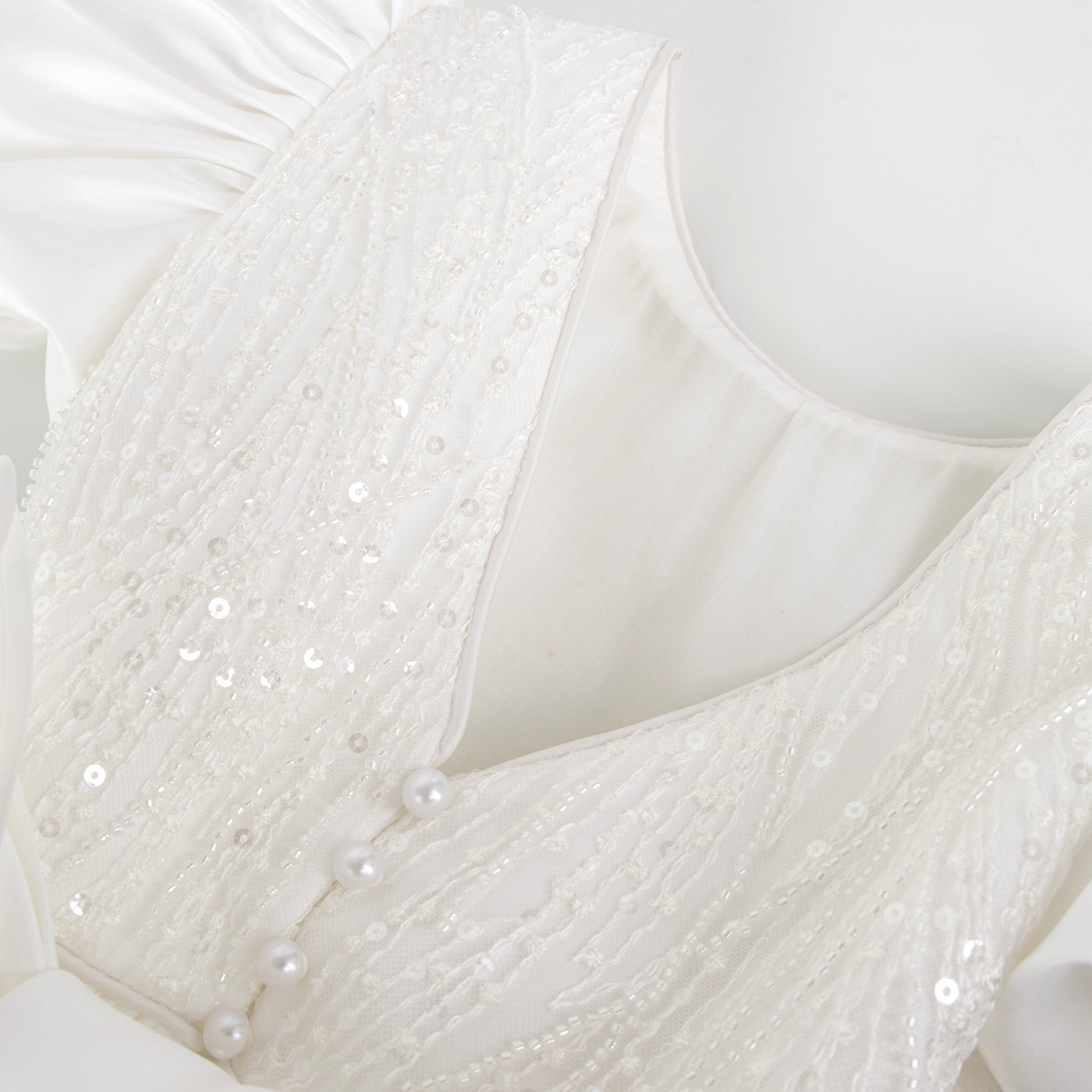 Girls Birthday Dress with sequins and pearl buttons