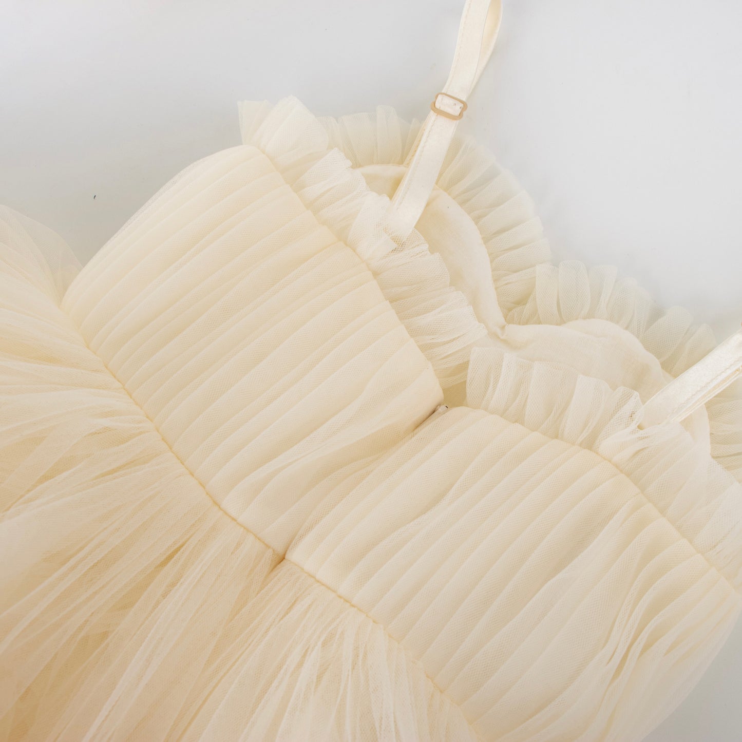 White Elegant Girls Tutu Birthday Dress with hand-sewn pearls