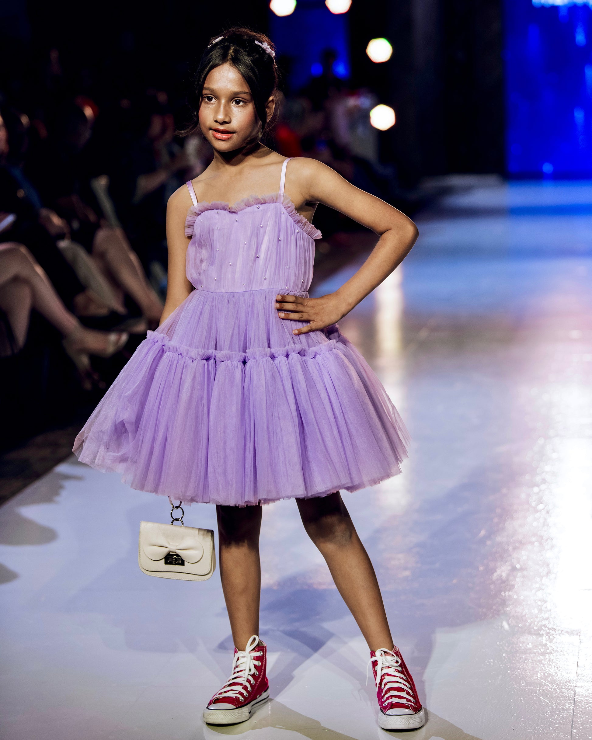 Girls purple tulle tutu dress with fluffy layered skirt iMiN Kids Pearl Daisy