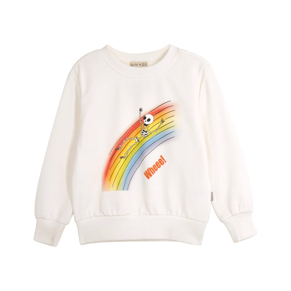 iMiN Kids Skull Rainbow Sweatshirt White_Front