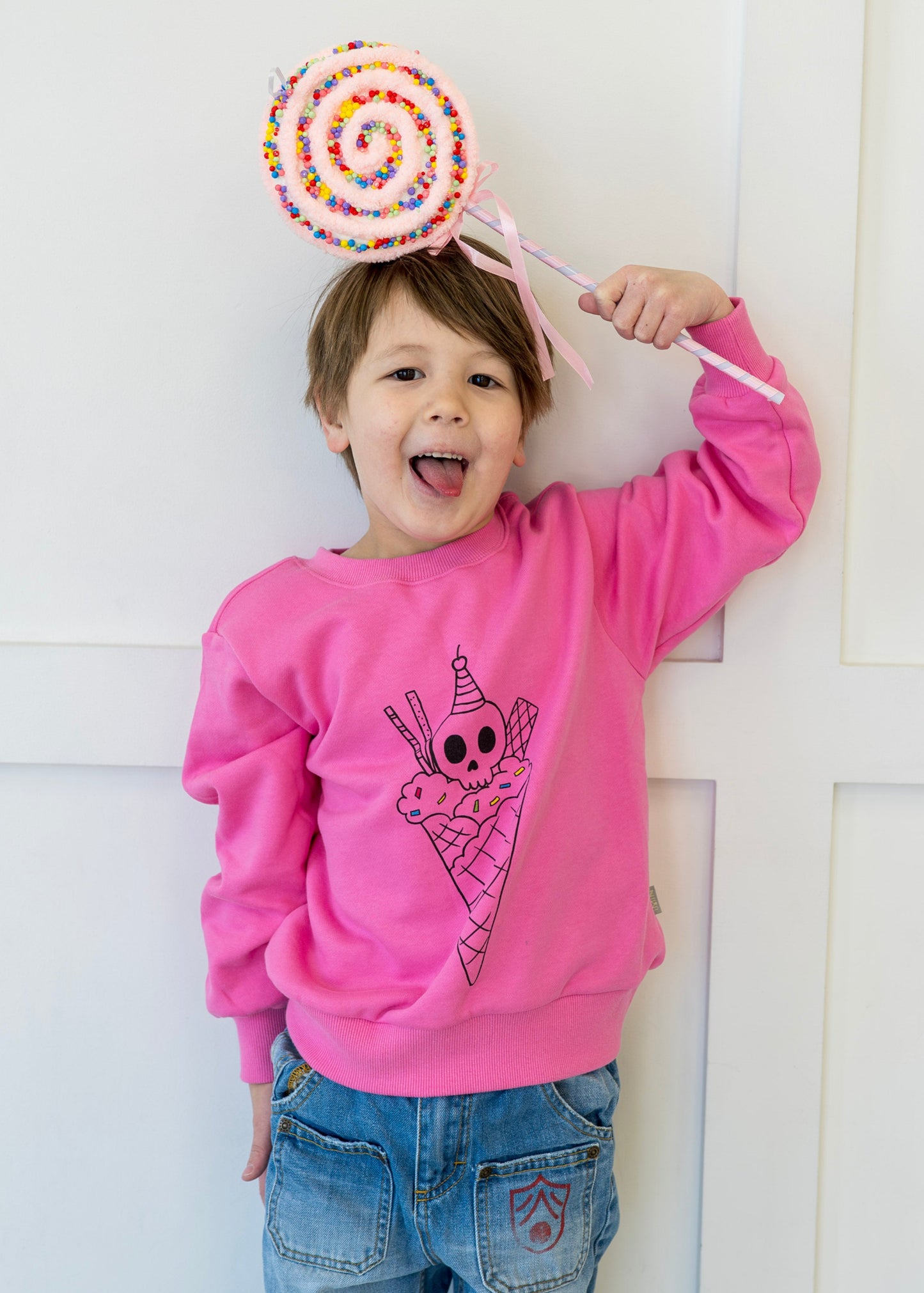 Fun Skull Cone Sweatshirt Pink