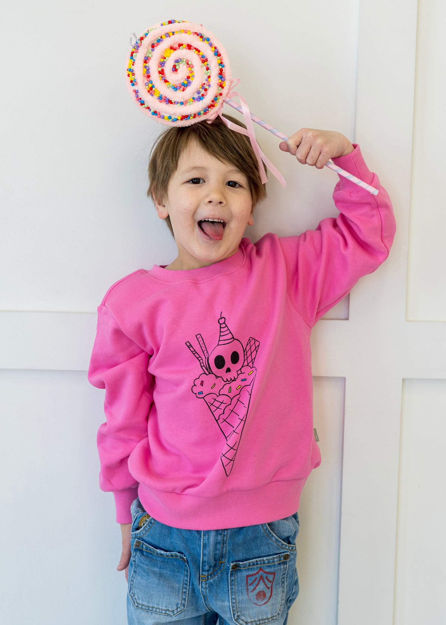Fun Skull Cone Sweatshirt Pink