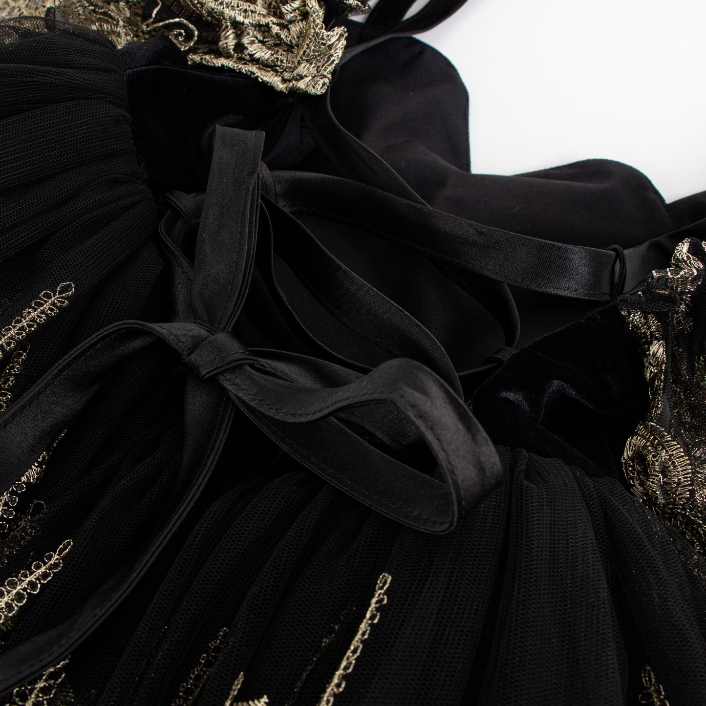 VELVET ROSE Black Golden Lace Embroidery Girls Occasion Dress Lace Up Back