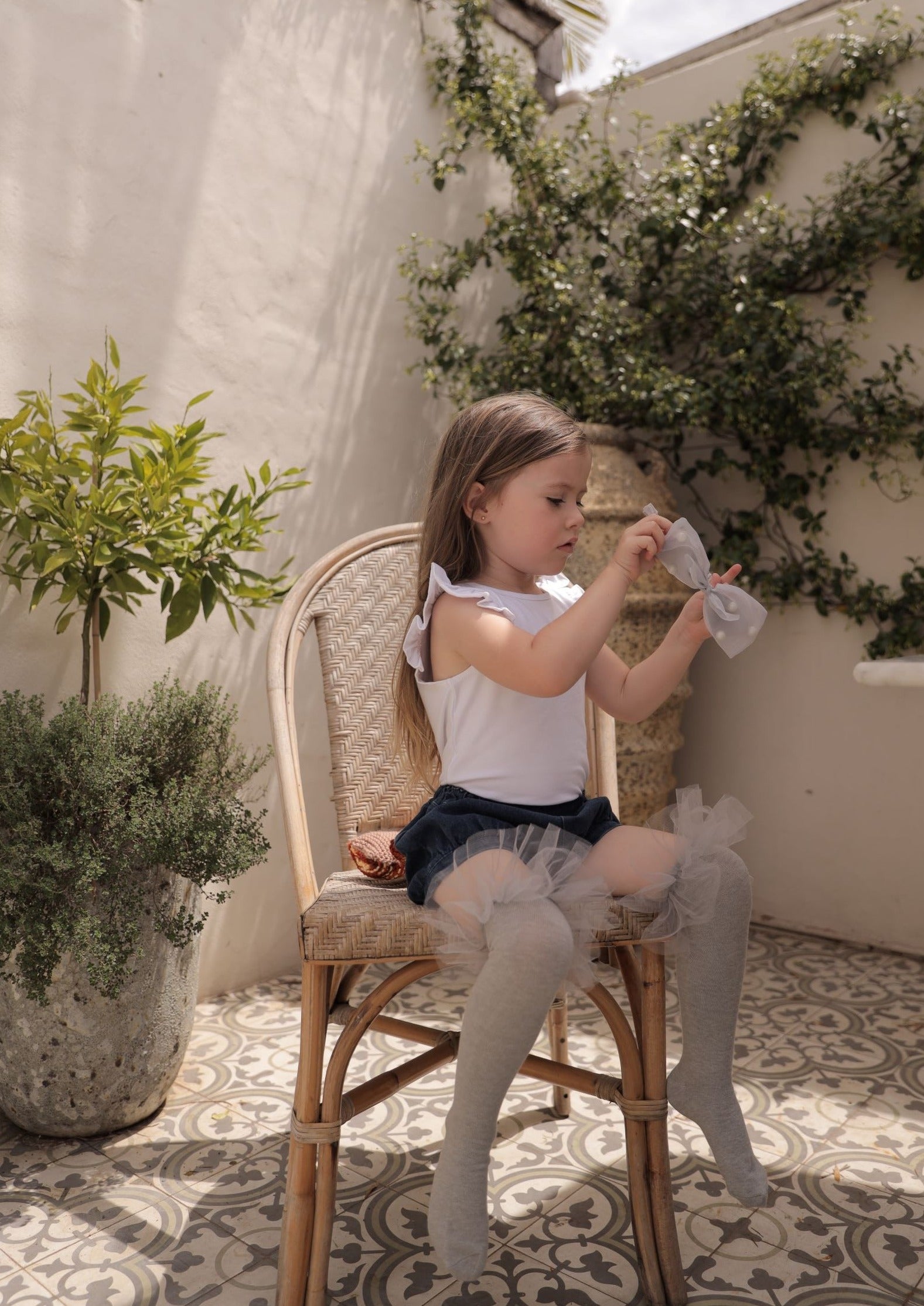 iMiN Kids Tulle Tutu Socks Grey