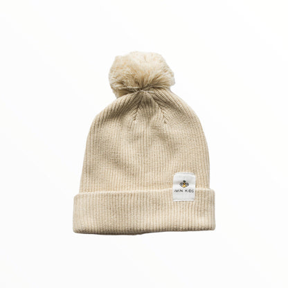 iMiN Kids Pom Pom Knit Cotton Beanie Buttercream Adult