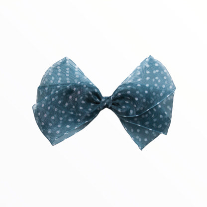 Girls Jungle Blue Ribbon Hair Clip