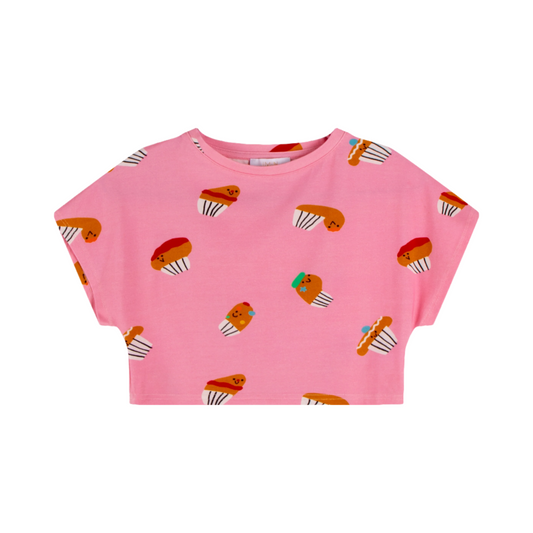 iMiN Kids Cropped T-shirt Pink Little Cupcake Friends