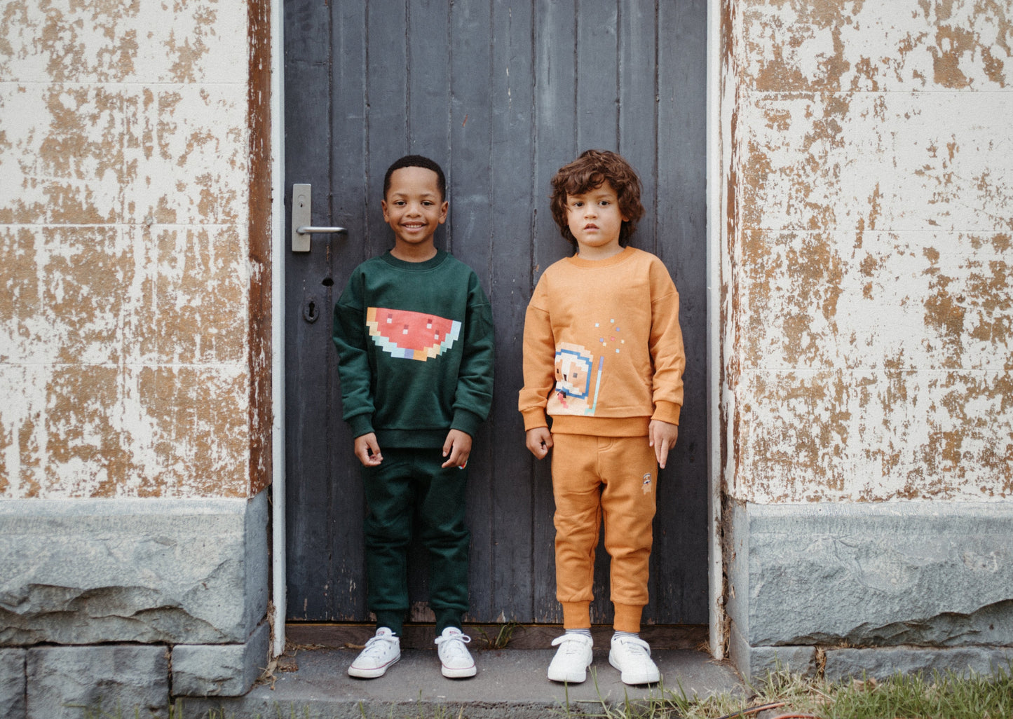iMiN Kids Rainbow Pixel Diving Sloth Ginger Yellow Track Pants