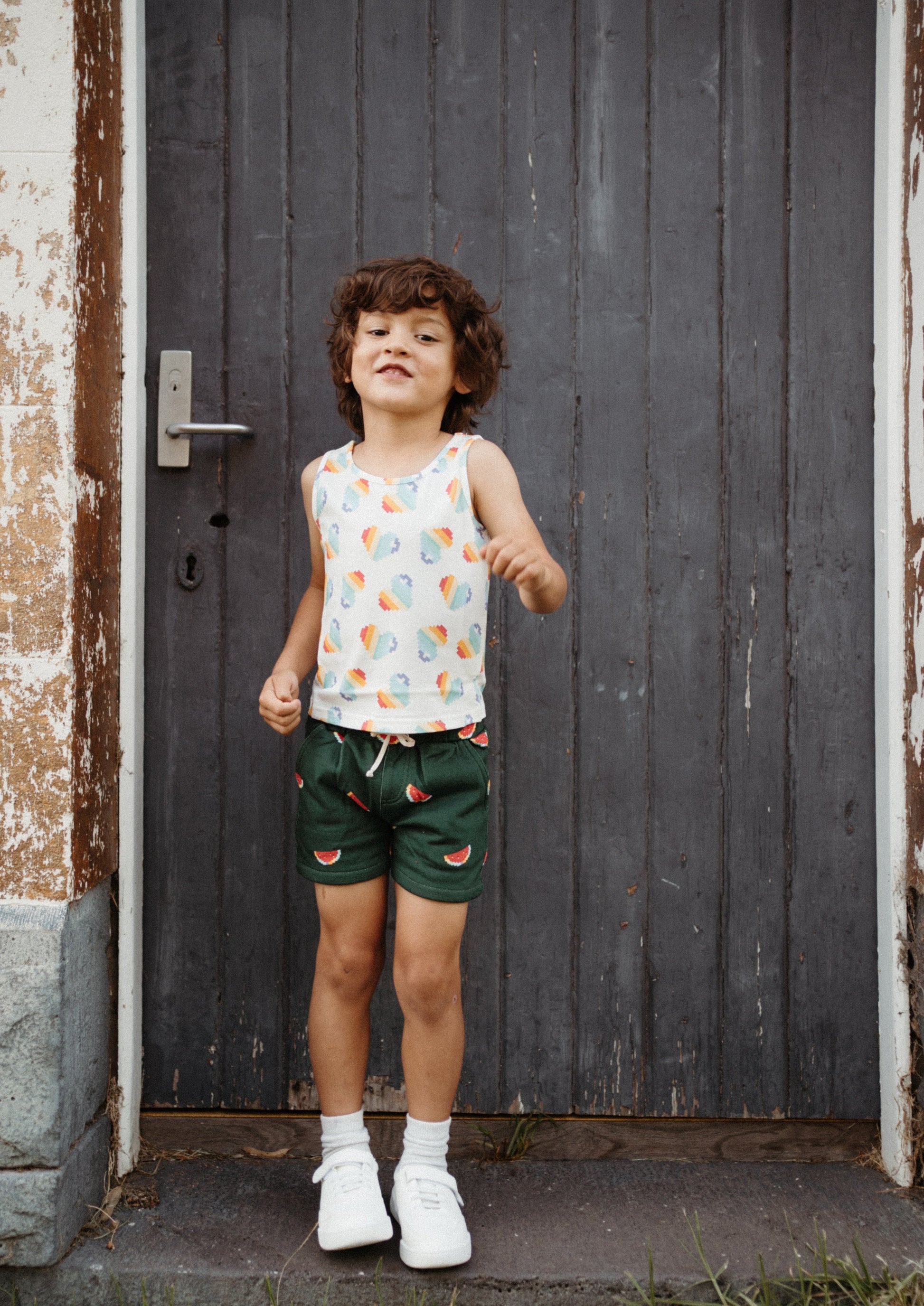 iMiN Kids Boys Organic Cotton Green Watermelon Shorts
