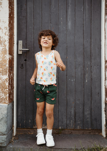 iMiN Kids Boys Organic Cotton Green Watermelon Shorts