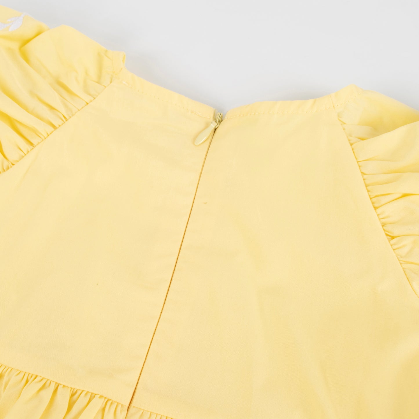iMiN Kids Girls Puff Sleeves Floral Embroidered Back Zipper Dress Mellow Yellow