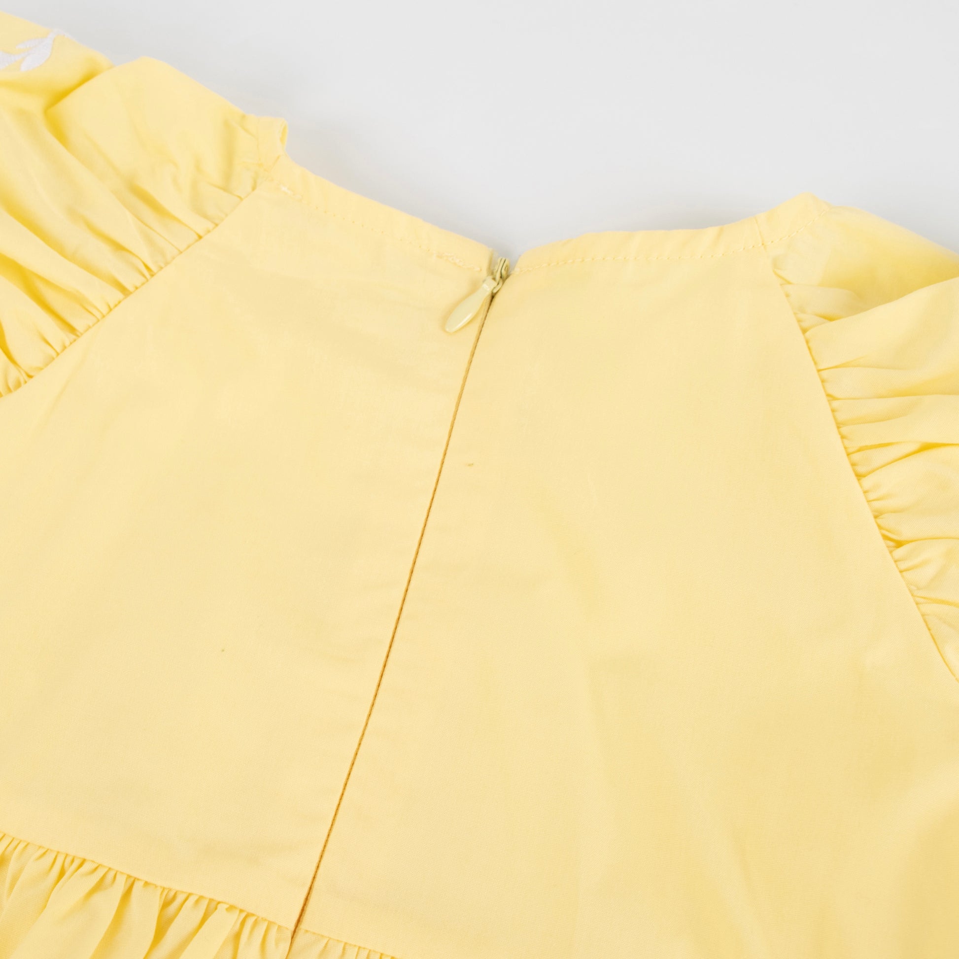 iMiN Kids Girls Puff Sleeves Floral Embroidered Back Zipper Dress Mellow Yellow