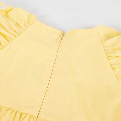 iMiN Kids Girls Puff Sleeves Floral Embroidered Back Zipper Dress Mellow Yellow