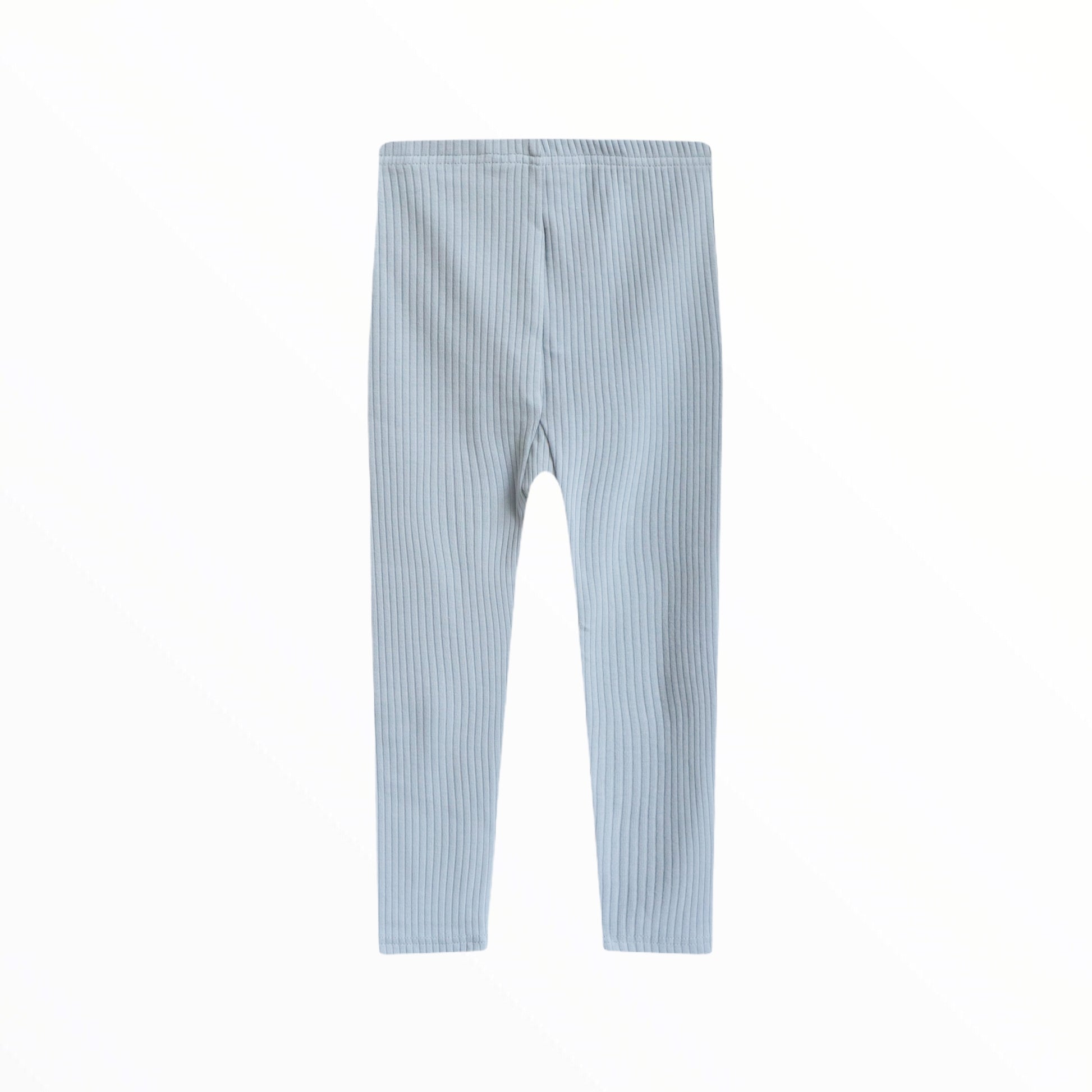 iMiN Kids Girls Ribbed Cotton Leggings Dusty Blue Rainbow Heart
