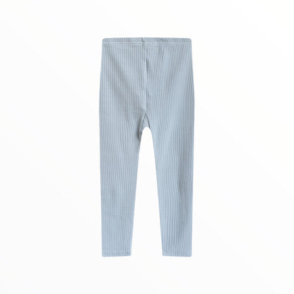 iMiN Kids Girls Ribbed Cotton Leggings Dusty Blue Rainbow Heart