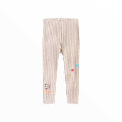 iMiN Kids Girls Ribbed Leggings Buttercream Sloth