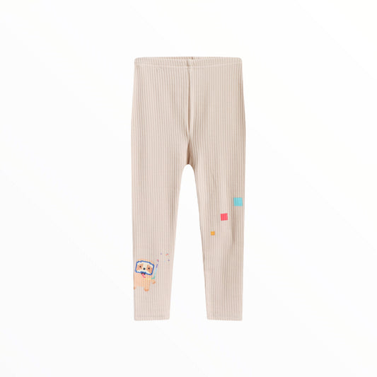 iMiN Kids Girls Ribbed Leggings Buttercream Sloth
