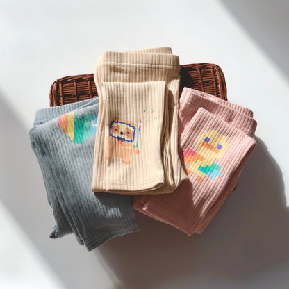 iMiN Kids Rainbow Pixel Ribbed Leggings