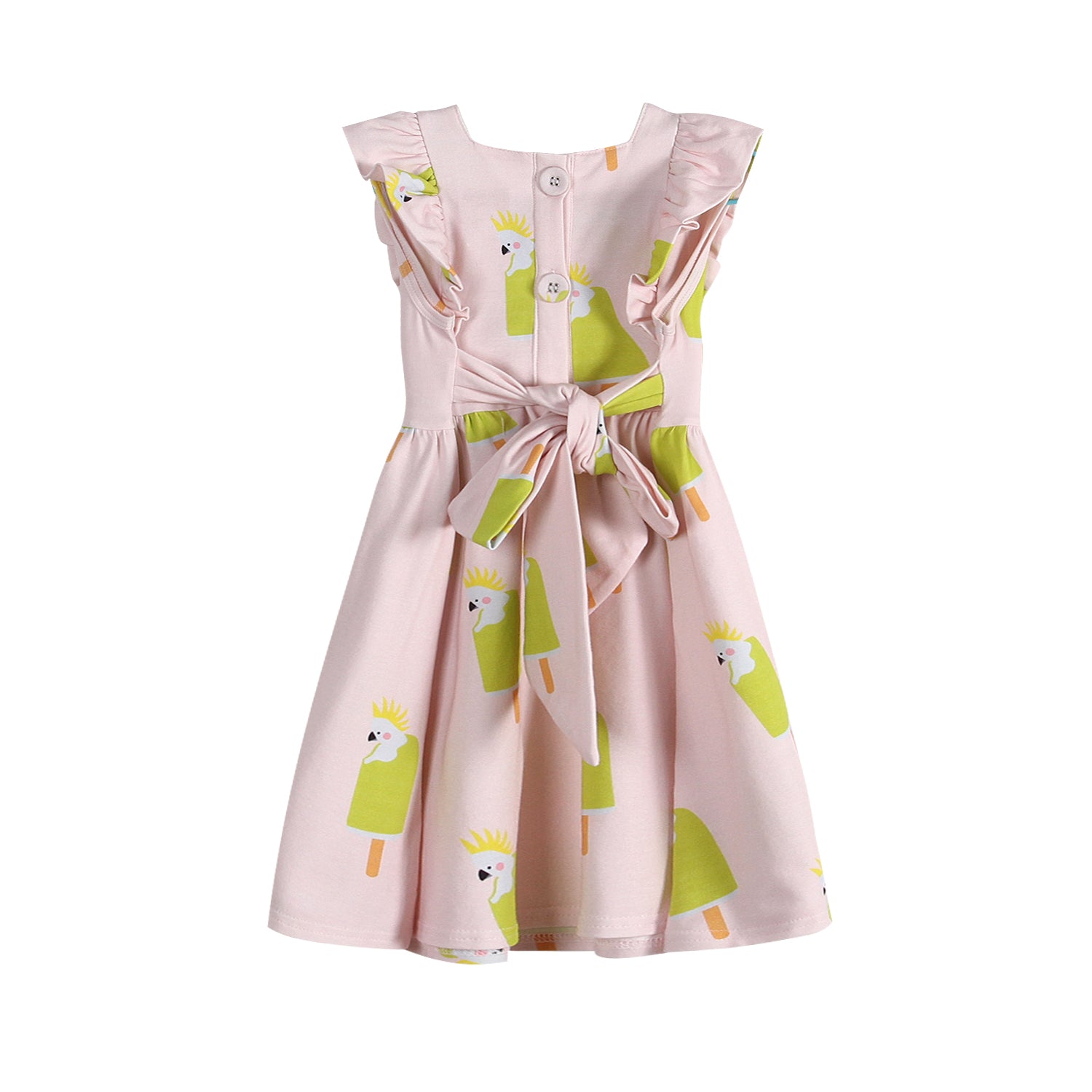 iMiN Kids Girls Summer Dress Bow Back Pink Cockatoo