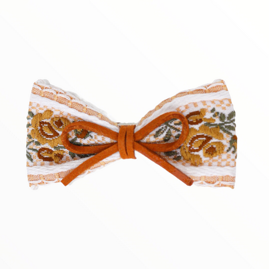 iMiN Kids Girls Handmade Floral Embroidery Bow Hair Clip