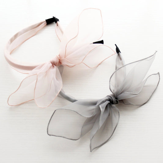 iMiN Kids Girls Double Bow Headbands Pink Grey