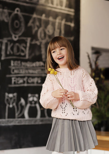 Girls Pink Bow Back Knitted Sweater