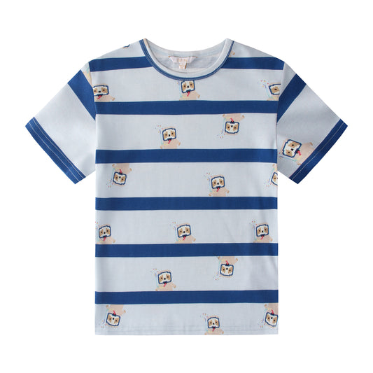 iMiN Kids Unisex Short Sleeve Organic Cotton T-shirt Blue Sloth