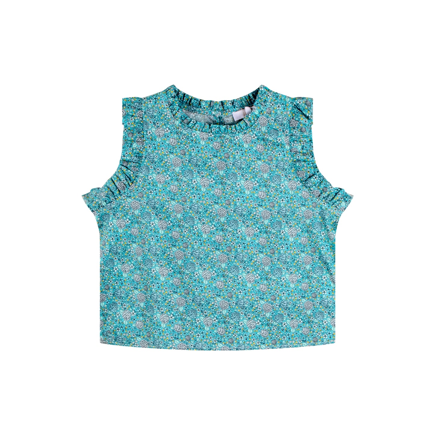 iMiN Kids Girls Ruffles Sleeveless Blouse Green Hydrangea