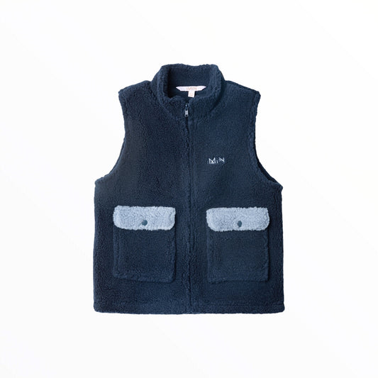 iMiN Teddy Fur Vest Navy Blue
