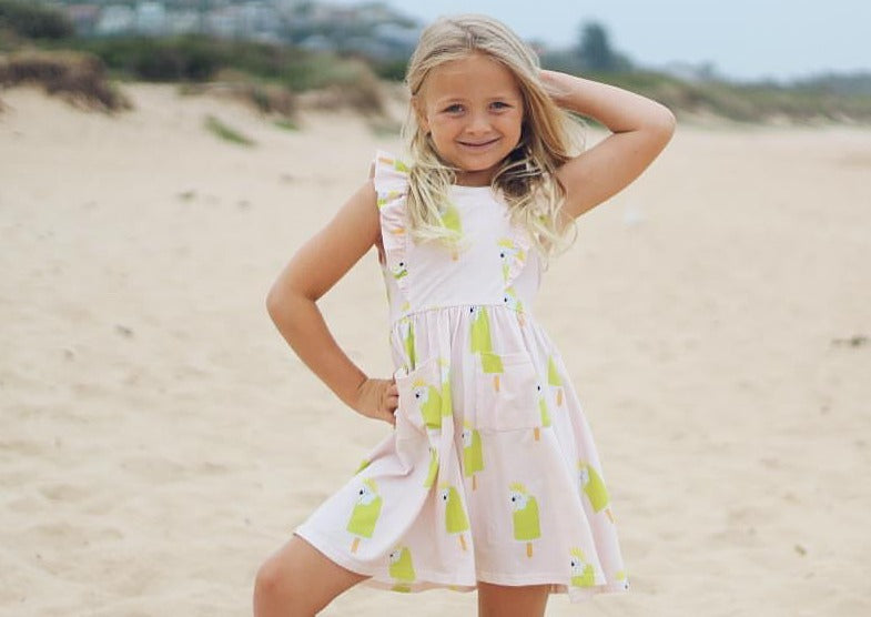 iMiN Kids Girls Pocket Ruffle Pink Dress