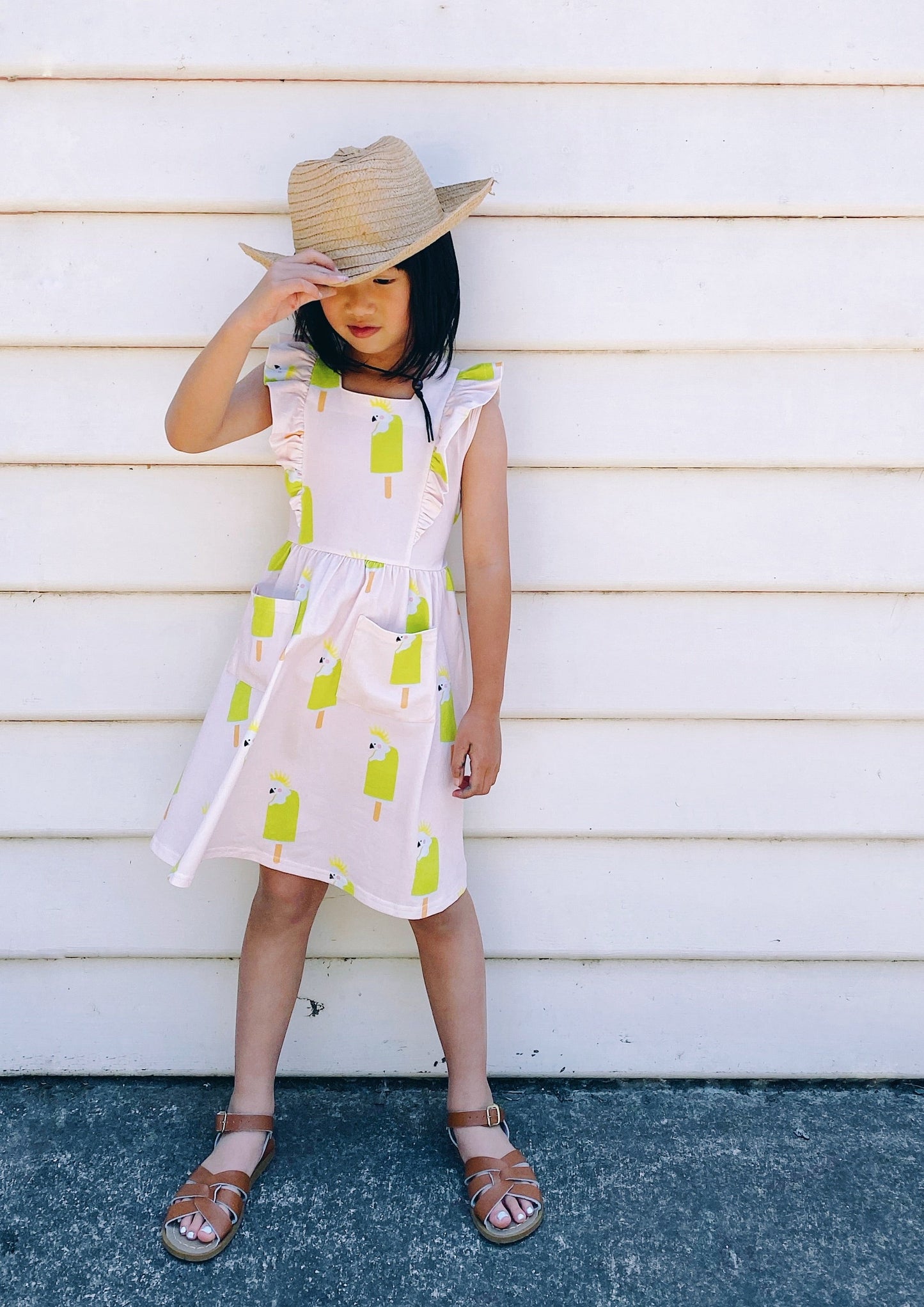 iMiN Kids Girls Summer Style Pink Cockatoo Dress