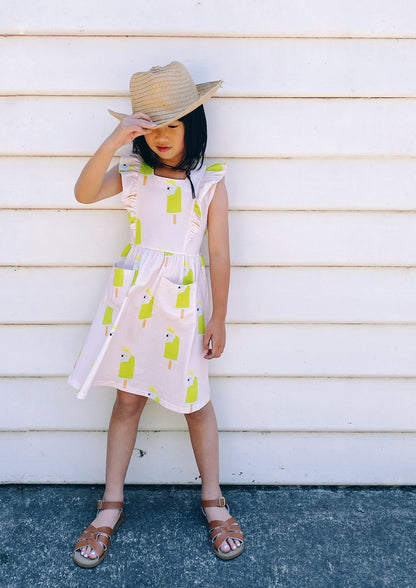iMiN Kids Girls Summer Style Pink Cockatoo Dress