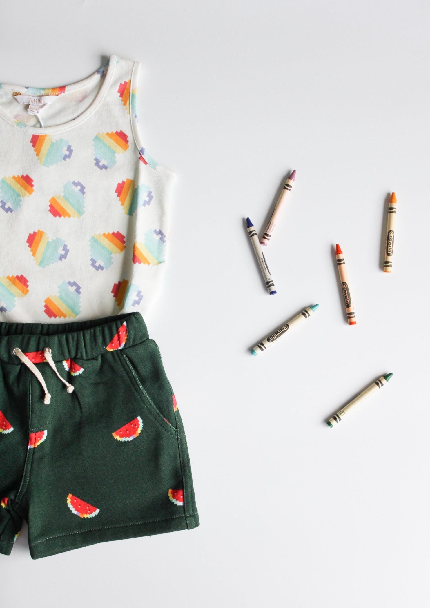 iMiN Kids Rainbow Watermelon Green Shorts