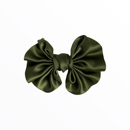 iMiN Kids Girls Handmade Satin Bow Hair Clip Green Olive